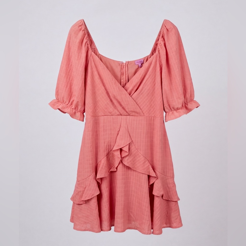 NEW Francesca's Mini Ruffle Dress Women’s Size L Pink